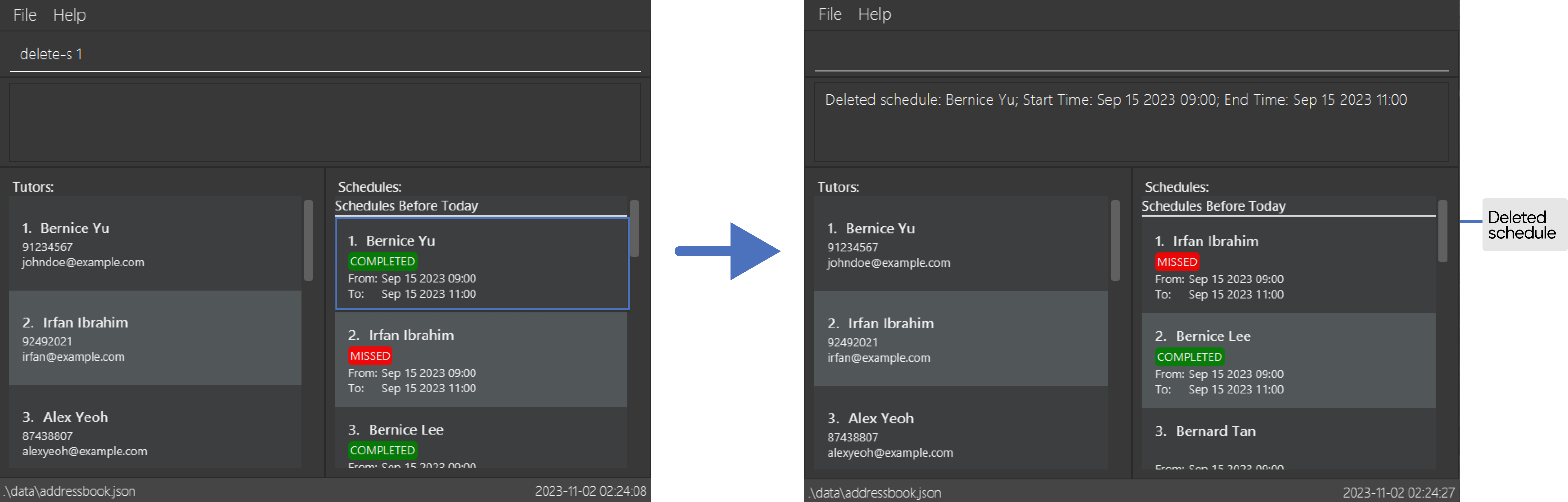 delete schedule