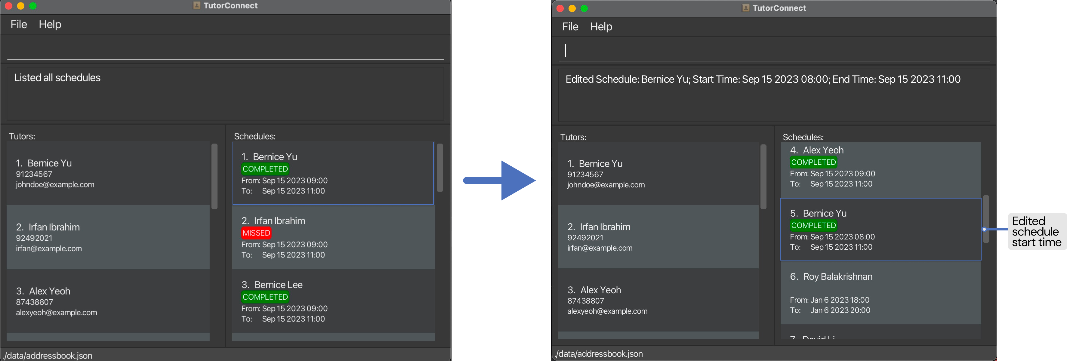 edit schedule